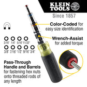 KLEIN TOOLS 9-in-1 Nut Driver / Black / 1 Nut Drivers