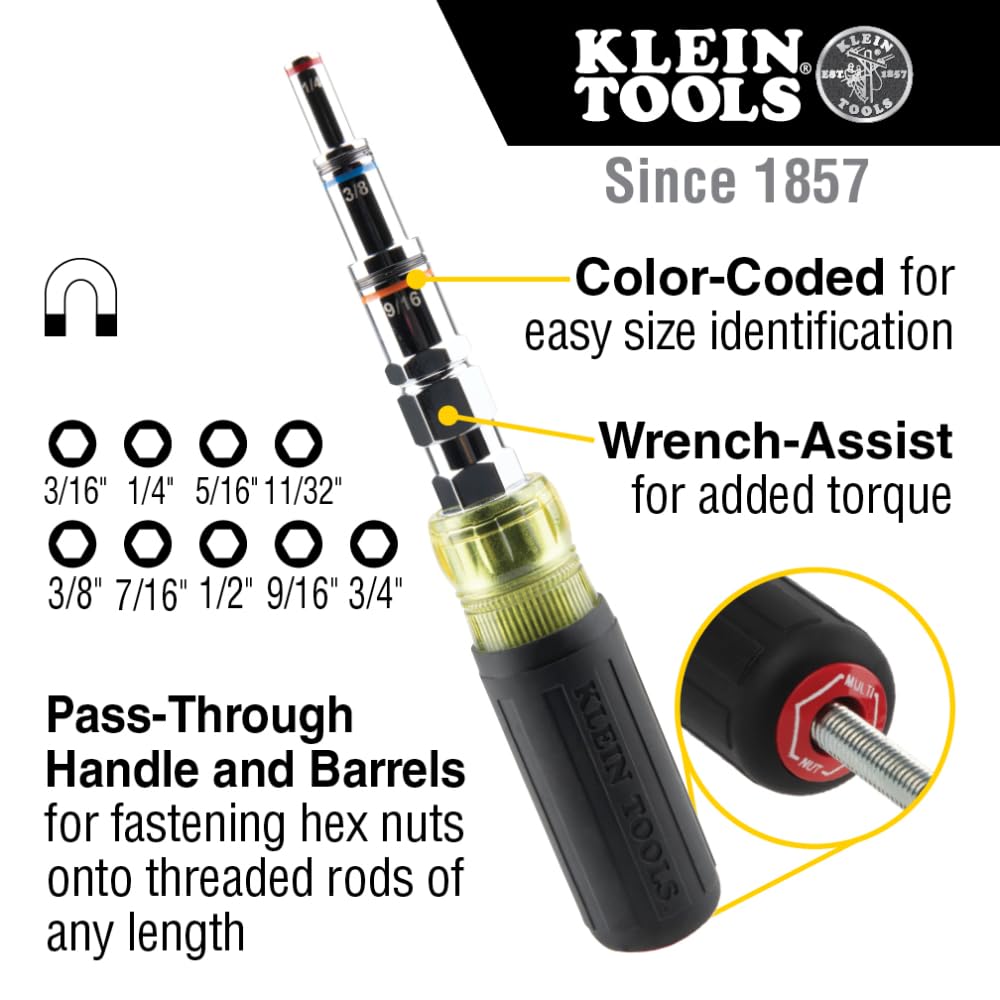 KLEIN TOOLS 9-in-1 Nut Driver / Black / 1 Nut Drivers