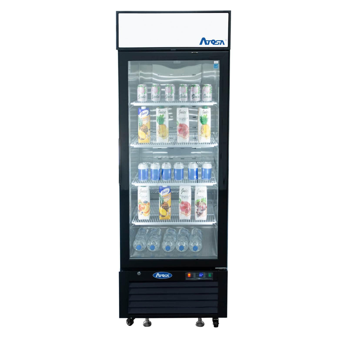 Commercial Black Steel Glass Door Refrigerator Merchandiser by Atosa – 19.4 cu. ft. | Left Hinge, 19.4 cubic_feet, Stainless Steel, Black, Model MCF8722GR