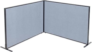 Global Industrial 60-1/4"W x 42" H Freestanding 2-Panel Corner Room Divider, Blue