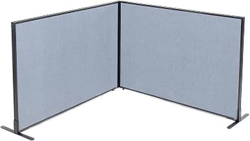 Global Industrial 60-1/4"W x 42" H Freestanding 2-Panel Corner Room Divider, Blue