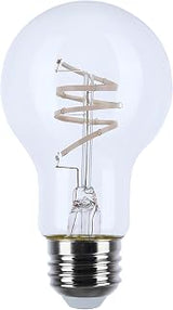 Satco 6 Watt, A19 Reminiscent LED Filament Light Bulb, 3000K, Soft White, 500 Lumens, 90 CRI, Clear Finish, Medium E26 Base, 360 Degree Beam, Dimmable, Wet Rated, Enclosed Fixture, 120V, CEC (6 Pack)