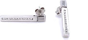 14 karat solid polished white gold diamond bar drop earrings channel set 0.24 carats