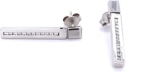 14 karat solid polished white gold diamond bar drop earrings channel set 0.24 carats