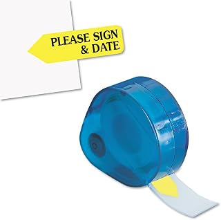 Redi-Tag 81124 Arrow Message Page Flags in Dispenser"Please Sign and Date" Yellow 120 Flags