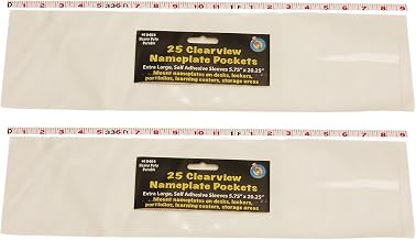 Ashley Productions Clear View Self-Adhesive Extra Large Name Plate Pocket, 5.75-inch x 21-inch, 25 Per Pack, 2 Packs (ASH10404-2)