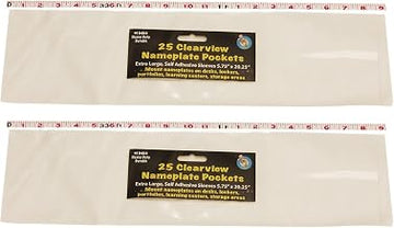 Ashley Productions Clear View Self-Adhesive Extra Large Name Plate Pocket, 5.75-inch x 21-inch, 25 Per Pack, 2 Packs (ASH10404-2)