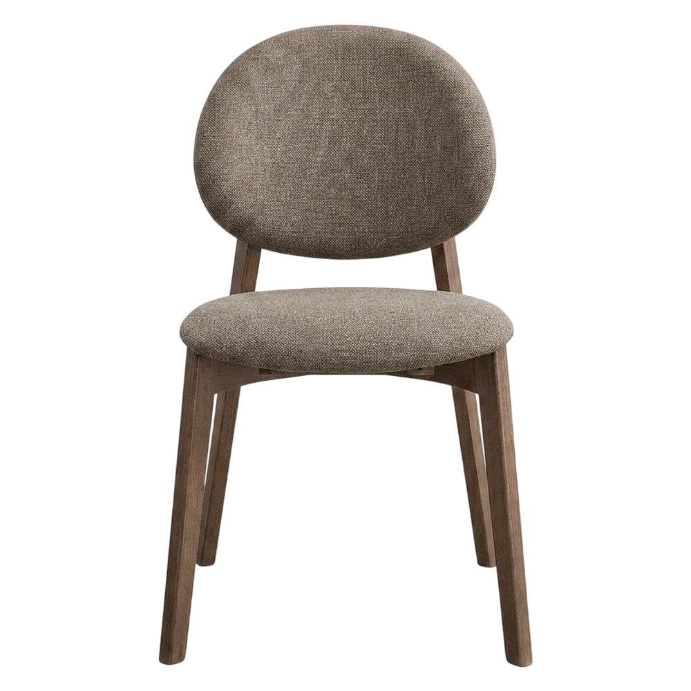 Linen-Upholstered Side Chair with Walnut-Finish Legs by Furnifact – Wood, Light Brown; Walnut, Pack of 2