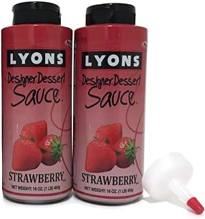 Lyons Gourmet Strawberry Dessert Syrup Bundle (Pack of 2) with Applicator Tip