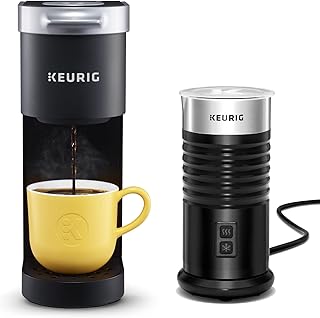 K-Mini Single-Serve K-Cup Coffee Maker, Black and Keurig Standalone Milk Frother, Black