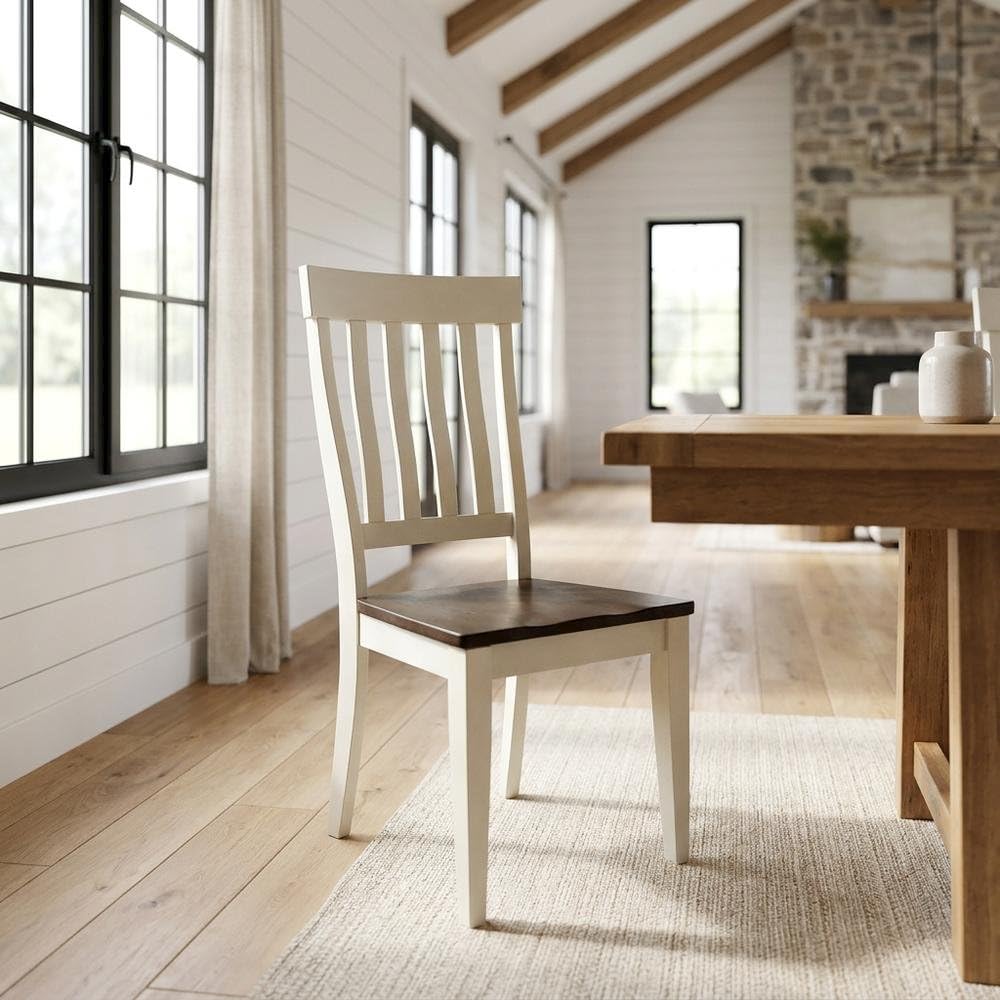 Brown Toluca Slatback Side Chair 2-Piece Set by Starlight Canyon Home – Solid Rubberwood, Brown, Pack of 2