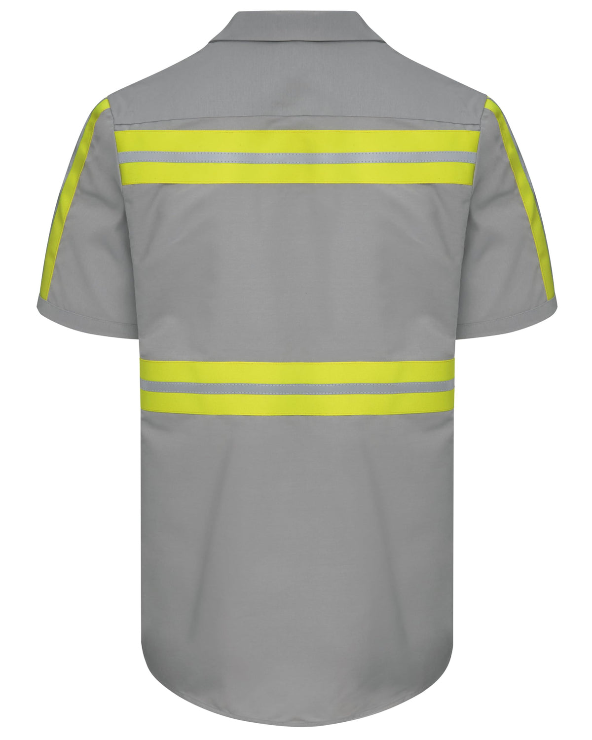 Red Kap Large Tall / Grey With Yellow/Green Visibility Trim / Tall Button-Down Shirts