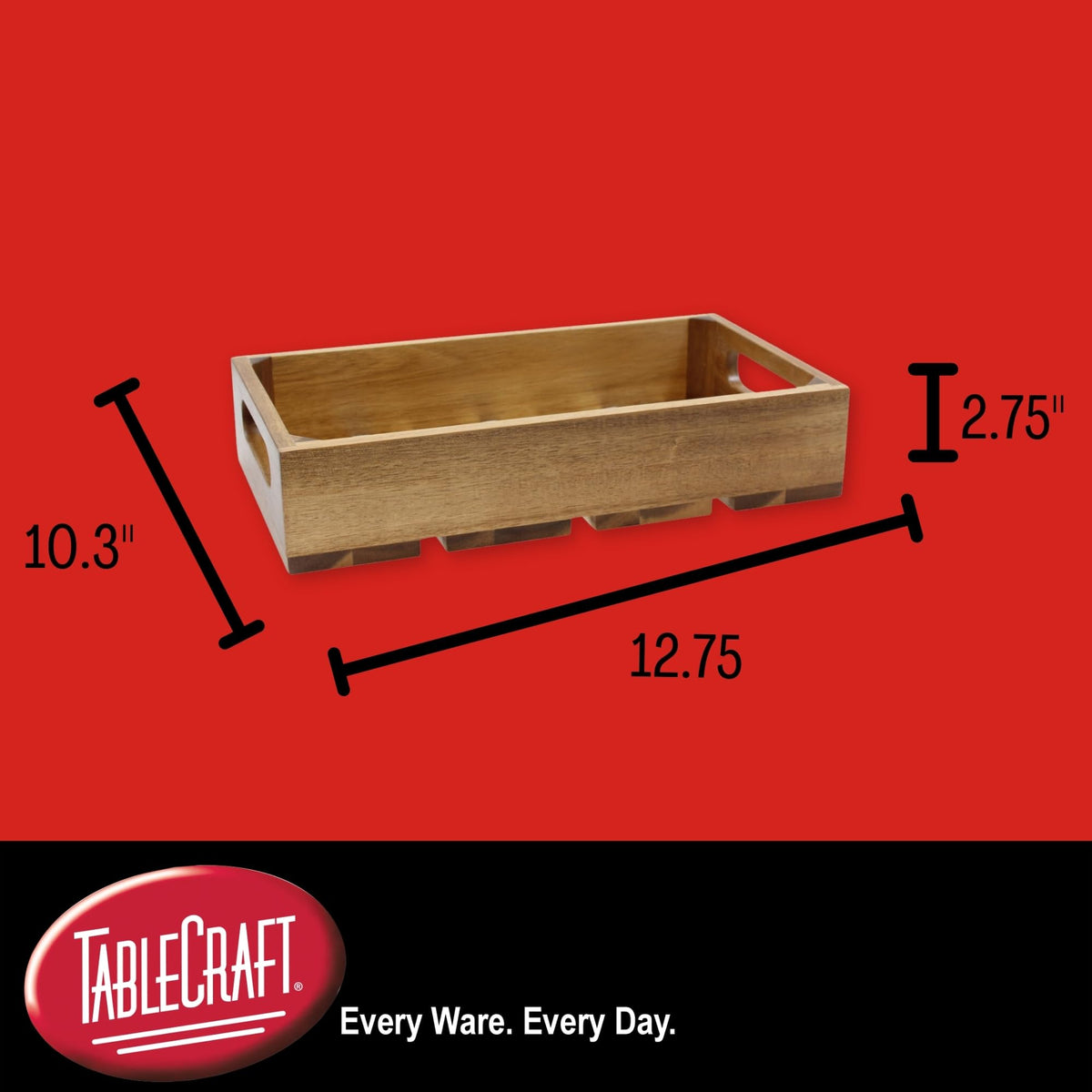 1:2 Gastro Serving and Display Crate by Tablecraft – Half Size | 12.7 by 10.3, Wood, Model CRATE12