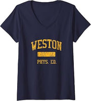 Womens Weston High School HS Weston CT PHYS Ed V-Neck T-Shirt