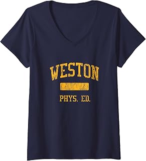Womens Weston High School HS Weston CT PHYS Ed V-Neck T-Shirt