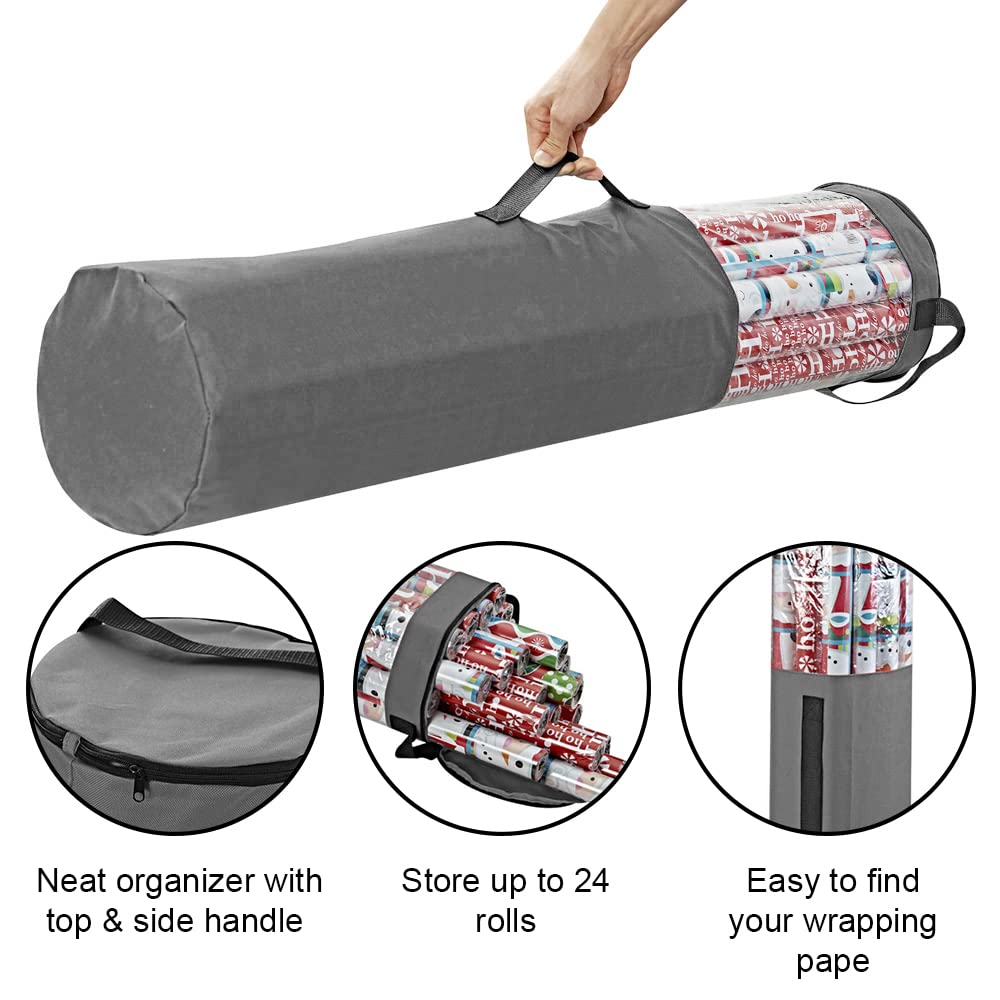 ProPik Wrapping Paper Storage Bag, Holds 25 Rolls 40 Inch, Grey