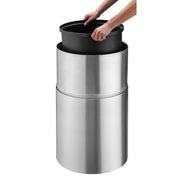 Indoor Round Trash Can with Open Top by Global Industrial – 35 Gallon, 35.0 gallons, Aluminum, Satin Clear, Model EK9079-SS