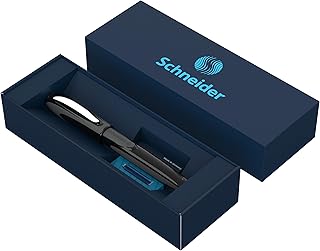 Schneider Ray Rollerball Pen Gift Set in Cardboard Case (Including Standard Ink Cartridges, Suitable for Right and Left Handed Users) Onyx