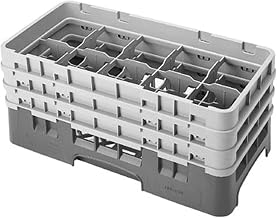 Cambro 10HS638-151 6-7/8-Inch Camrack Polypropylene Stemware and Tumbler Glass Rack with 10 Compartments, Half Size, Soft Gray