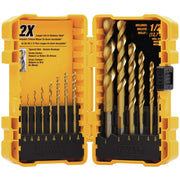 14-Piece Titanium Nitride Speed Tip Drill Bit Set by DEWALT – One Size, Titanium Nitride Coating, Multi, Model DW1341