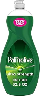 Palmolive Ultra Strength Liquid Dish Soap, Cuts Grease and Grime, No Soaking Needed, Powerful on Plastics, Dishwashing Liquid, 32.5 fl oz Bottle