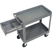 2 Shelf Deep Tray Steel Stock Cart by Global Industrial – 3.5"L x 16"W x 32"H, 12-Gauge Steel, Gray, Model 988836