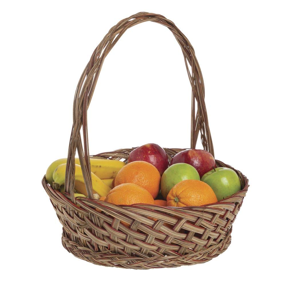 Two-Tone Coco Rib Gift Basket with 13"H Handle -12 1/2"Dia x 4"H by HILLS IMPORTS INC – Red