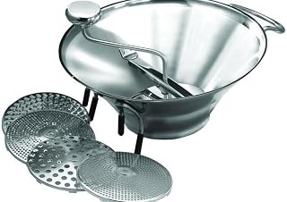 Winco Stainless Steel Food Mill with 5 Graters, 5-Quart | Great for Purees, Sauces, Soups and Food Preparation