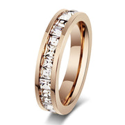 Womens Stainless Steel Rose Gold Wedding Ring Channel Set Cubic Zirconia Engagement Eternity Band for Her Size by Fashion Month – Model CDR-081-10