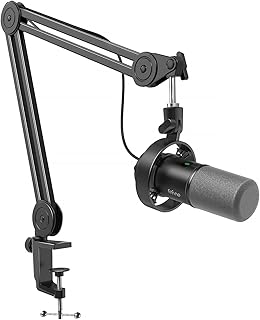 FIFINE AmpliTank K688T Dynamic Microphone Set, Podcast XLR/USB Mic | Studio Streaming Mic with Heavy Duty Boom Arm, Mute Tap, Headphone Jack, for Vocal Content Creation Recording, Metal Built