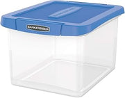 Bankers Box Heavy Duty Plastic File Storage, Letter/Legal Files, 14" X 17.38" X 10.5", Clear/Blue, 2/Pack