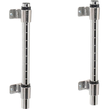 Nexel 34" H Wall Mount Post & Bracket Kit – 2"L x 34"W x 34"H, Alloy Steel, Chrome, Model 188393