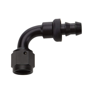 Pushlock Hose End Black 90 Deg Elbow by Allstar Performance – 0.25 inches, Aluminum, Black, Model ALL49451