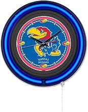 Holland Bar Stool Clk15BKKnsasU NCAA 15 in. Dia. University of Kansas Double Neon Wall Clock Black