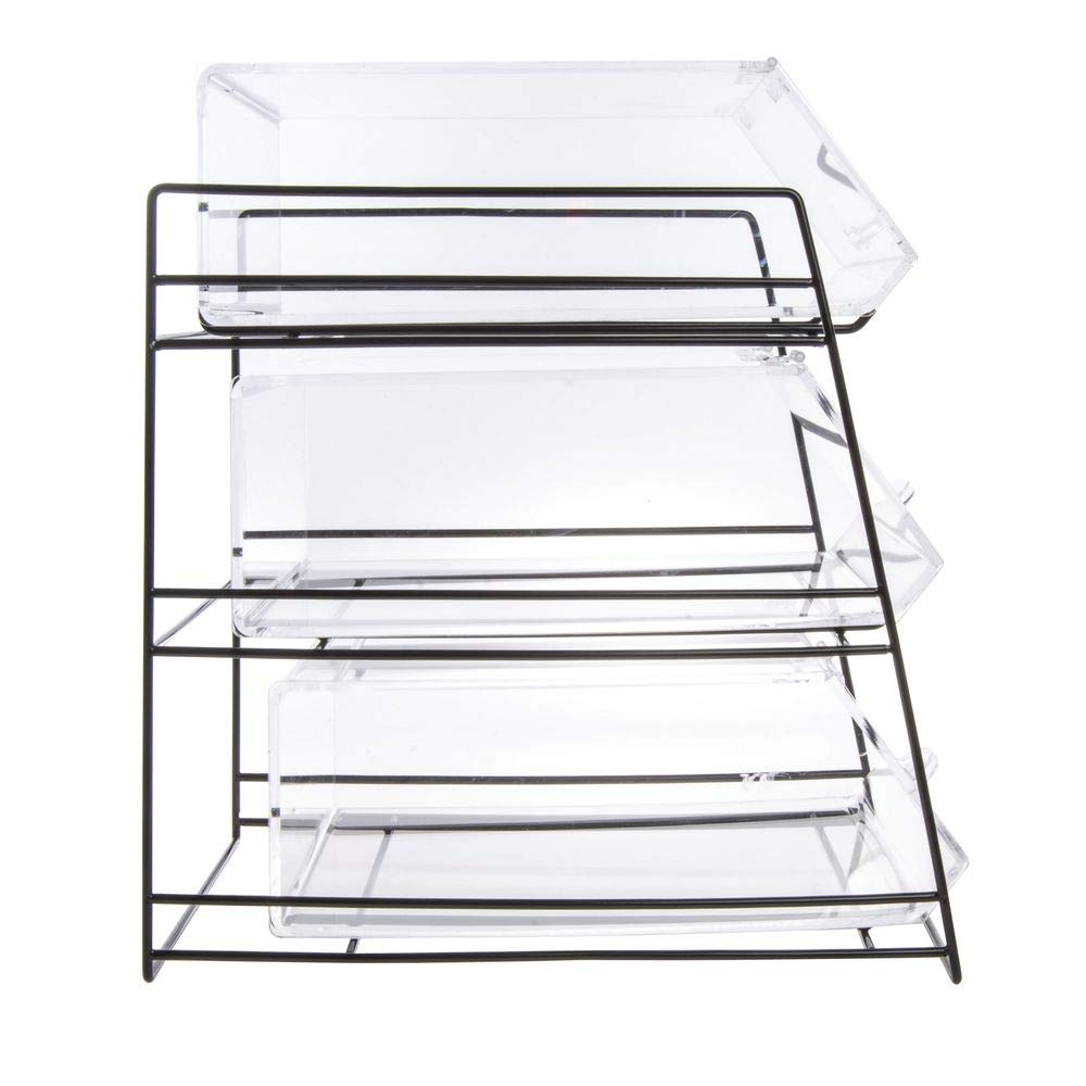 Black 3-Tier Wire Bakery Case by HUBERT – 14.0 liters, Carbon Steel, Black, Model 43616+20819