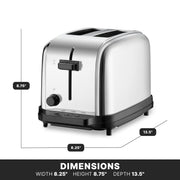 Waring Silver / Double Slot Chrome Toaster | Wide Slot / 2-Compartment Toasters