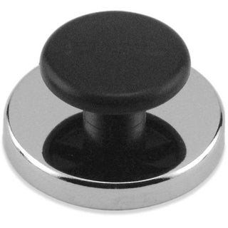 Ceramic Round Base Magnets with Knob 65 Lbs. Nickel | Chrome Plating by Master Magnetics – 3.13"L x 2.63"W x 1.33"H, Steel, Nickel | Chrome Plating, Pack of 10, Model HMKR-70