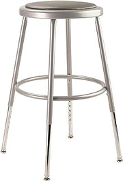 National Public Seating Grey Steel Stool With Vinyl Upholstered Seat Adjustable, 19" x 27"