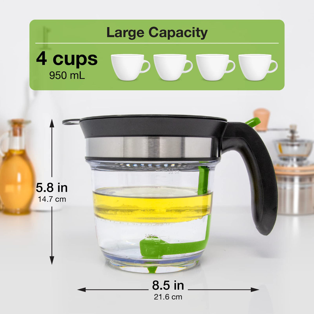 Vondior Gravy Separator, 4 Cup Capacity, Green