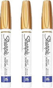 Sharpie Oil-Based Paint Marker, Medium Point, 3-Count (Metallic Gold)