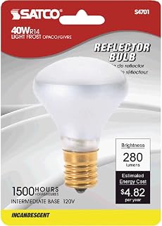 Satco S4701 120V Intermediate Base 40-Watt R14 Light Bulb, Clear
