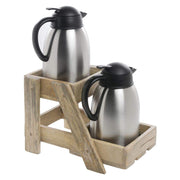 Carafe Holder 2-Tier Mango Wood - 8 3/16" L x 13 13/16" W x 9 5/8" H by HUBERT – Wood, Brown, Model 80348+40937