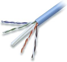 Belkin Cat6 Solid Bulk Ethernet Cable, Plenum 1000ft Spool, 4-Pair 23AWG | bulk network cable, blue cable spool, structured cabling, in-wall rated, solid conductor, install cable