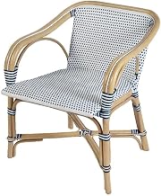Portofino 18.75 in. Seat Height Rattan Arm Chair - White and Navy
