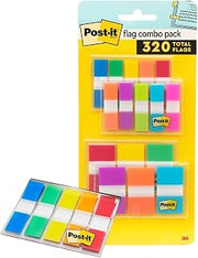 Post-it Flags Combo Pack,4 On-The-Go Dispensers/Pack,120 .94 in Wide and 200 .47 in Wide Flags,Assorted Colors (683-XL1),(Pack of 12)