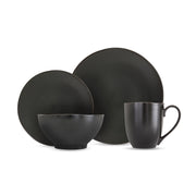 Heirloom Stoneware by Fortessa – 16 Piece Dinnerware Set (Service for 4), Stoneware, Charcoal, Pack of 16, Model 16PPS.8000.6