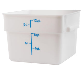 12 qt White Square Plastic Storage Container by Winco – 12 Quart, Plastic, White, Model PESC-12