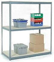 Global Industrial Wide Span Rack 96Wx48Dx60H, 3 Shelves Wood Deck 1100 Lb Cap. Per Level, Gray