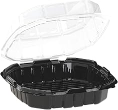 Anchor Packaging Black Hinged Take Out Crisp Container, 9" x 9", 32 oz | 100/Case