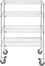 HUBERT Mobile 4-Shelf Silver Wire Shelving Unit - 48" L x 24" W x 69" H